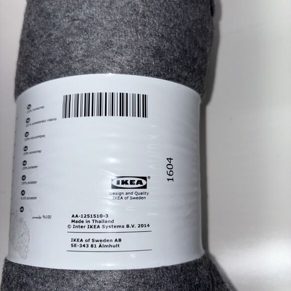 Ikea POLARVIDE Throw 100% Polyester Soft Fleece Blanket 51 X 67 Inches Gray New - Picture 5 of 5